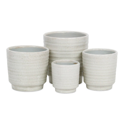 Celadi White Rippled Ceramic Pot