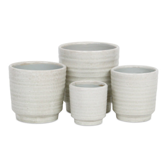 Celadi White Rippled Ceramic Pot