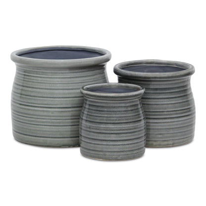 Kifon Grey Curved Ceramic pot