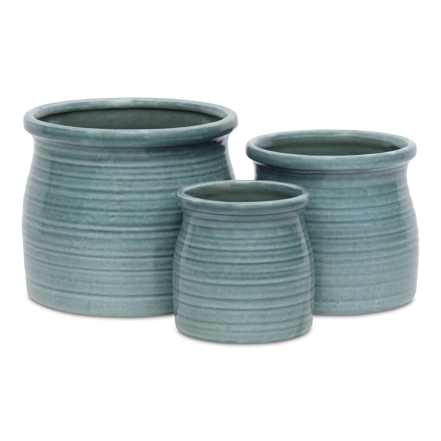 Kifon Blue-Green Curved Ceramic pot