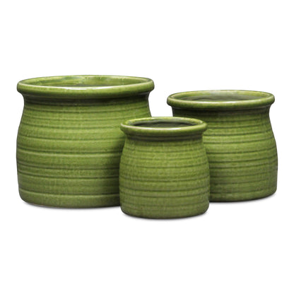 Kifon Olive Green Curved Ceramic pot