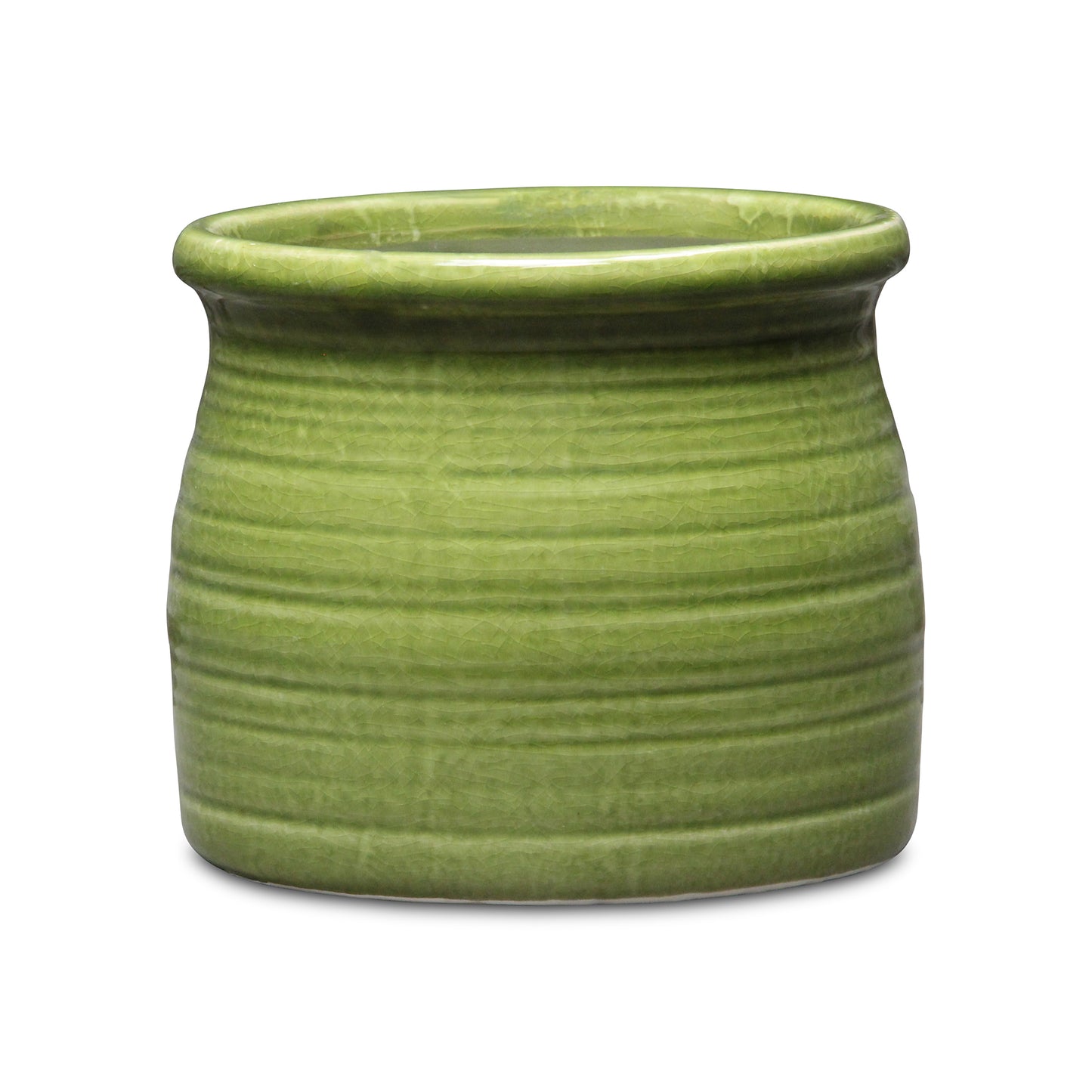 Kifon Olive Green Curved Ceramic pot