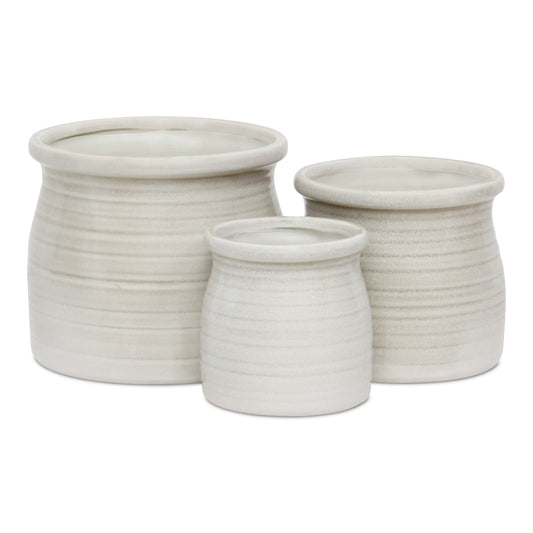 Kifon White Curved Ceramic pot