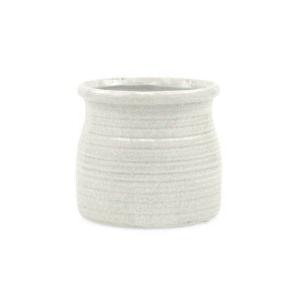 Kifon White Curved Ceramic pot