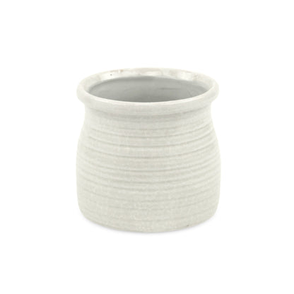 Kifon White Curved Ceramic pot