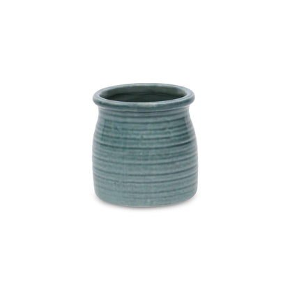 Kifon Blue-Green Curved Ceramic pot