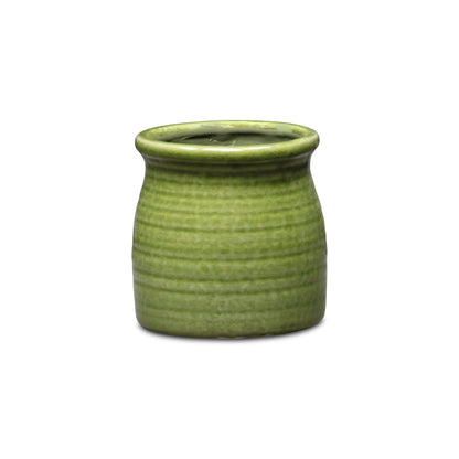 Kifon Olive Green Curved Ceramic pot