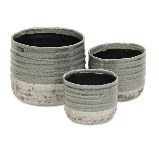 Medea Two-toned Round Ceramic Pot