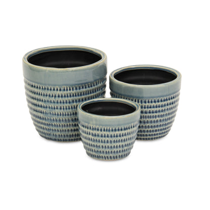 Idola Tapered Blue Ceramic Pot