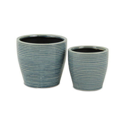 Livia Rippled Blue Pot