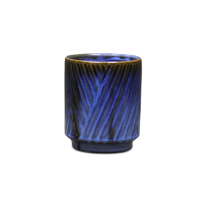 Parlora Crossed Diagonal Pattern Straight Side Ceramic Pot - Blue