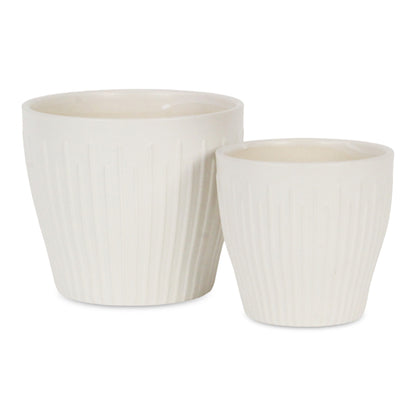 Currula Tapered Vertical Bar Pattern Ceramic Pot