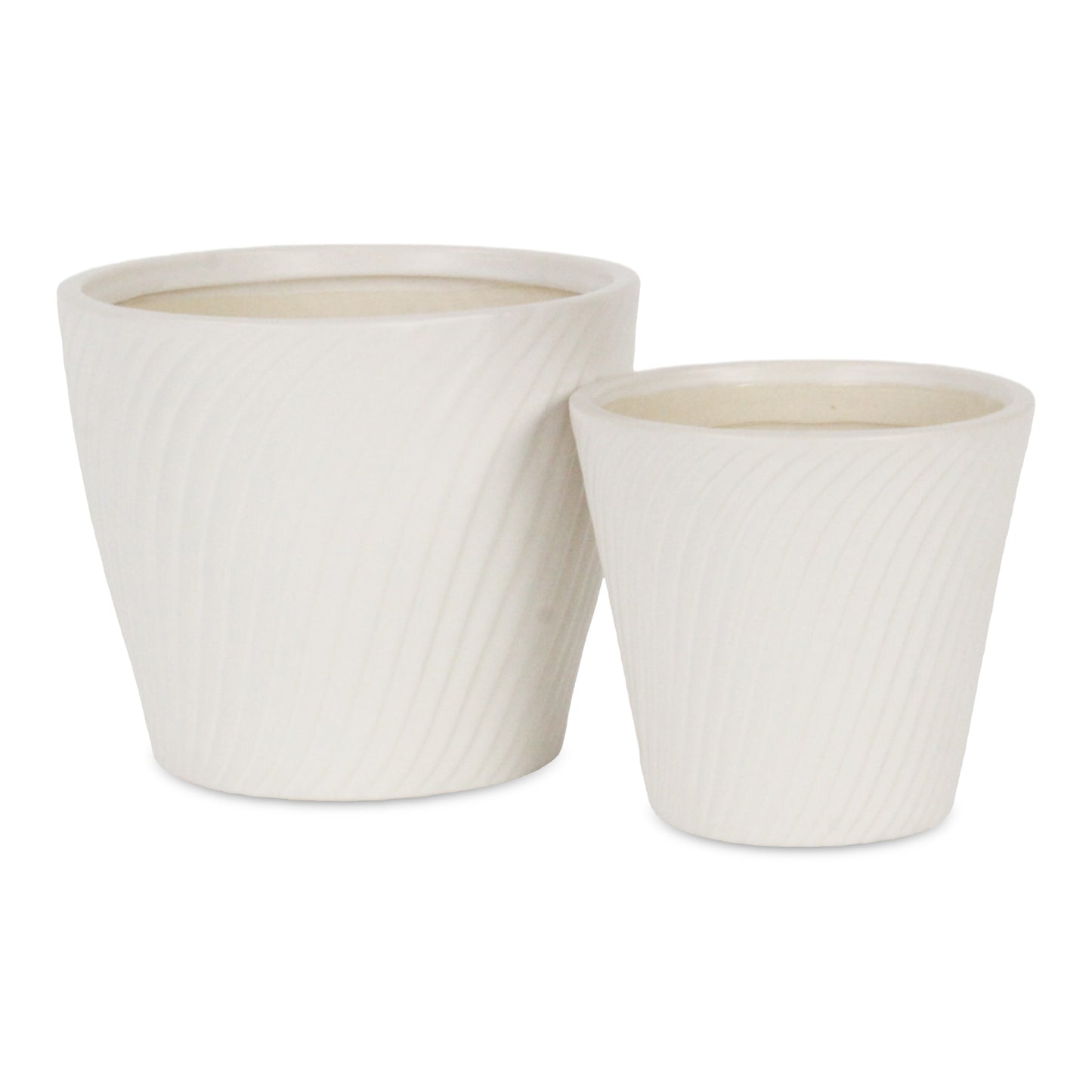 Currula Tapered Curved Swirl Pattern Ceramic Pot