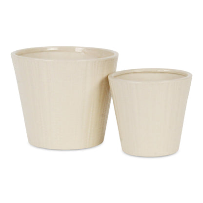 Currula Tapered Vertical Dotted Pattern Ceramic Pot