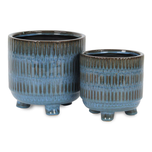 Victrola Blue Ceramic Pot in two sizes