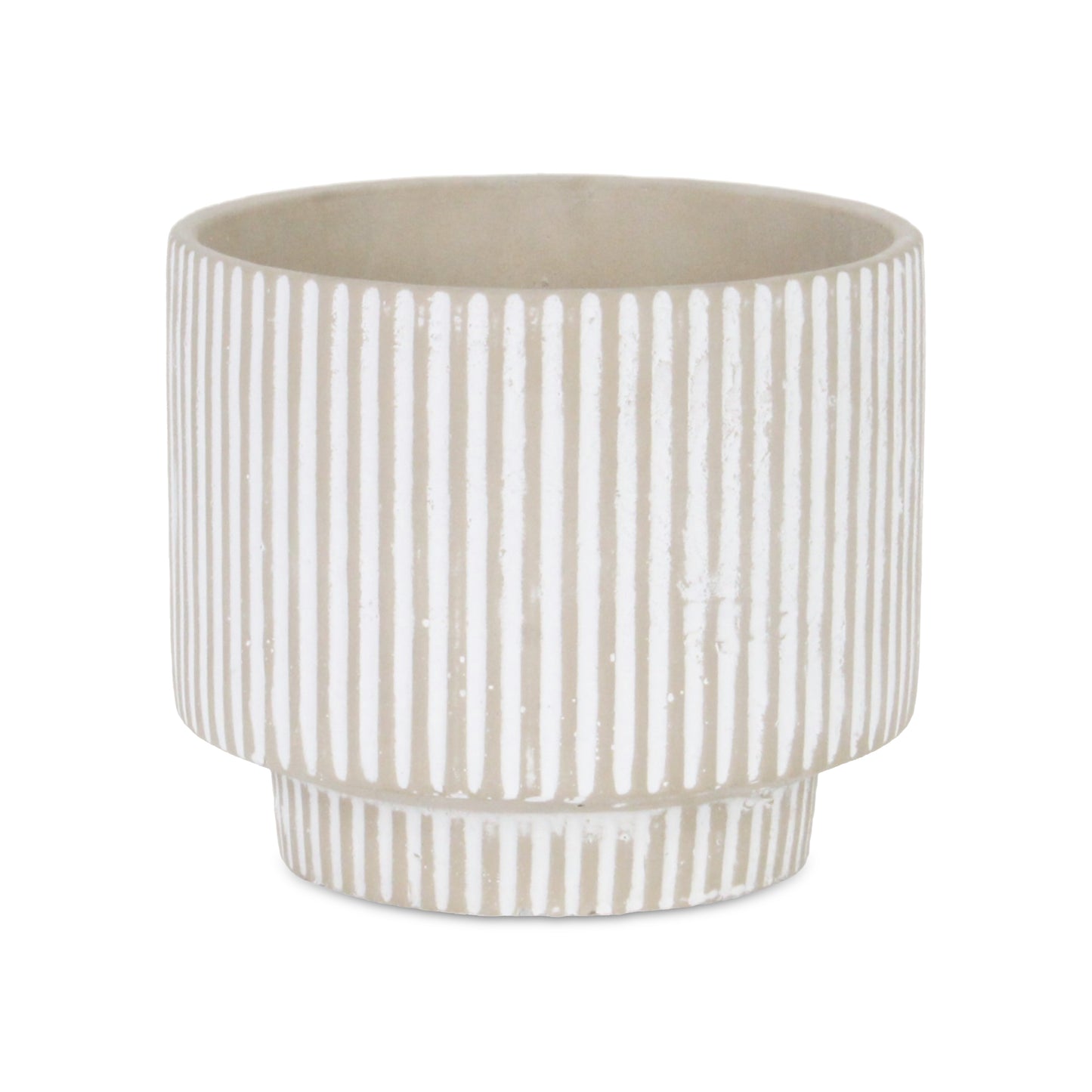 Triani Round Lined Pattern Band Pattern Ceramic Pot