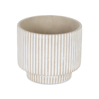 Triani Round Lined Pattern Band Pattern Ceramic Pot