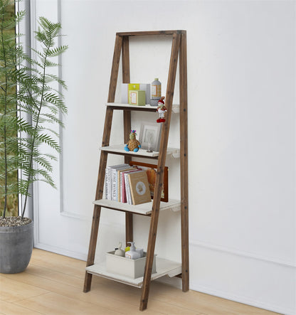 Maison Ferme 4 Tier Foldable Shelf Display with Smooth White Accent