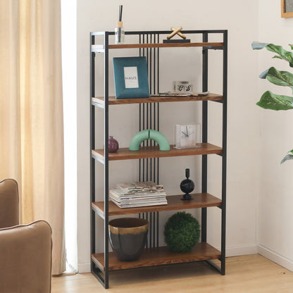 Lauxel 5 Tier Metal Framed Wood Shelf