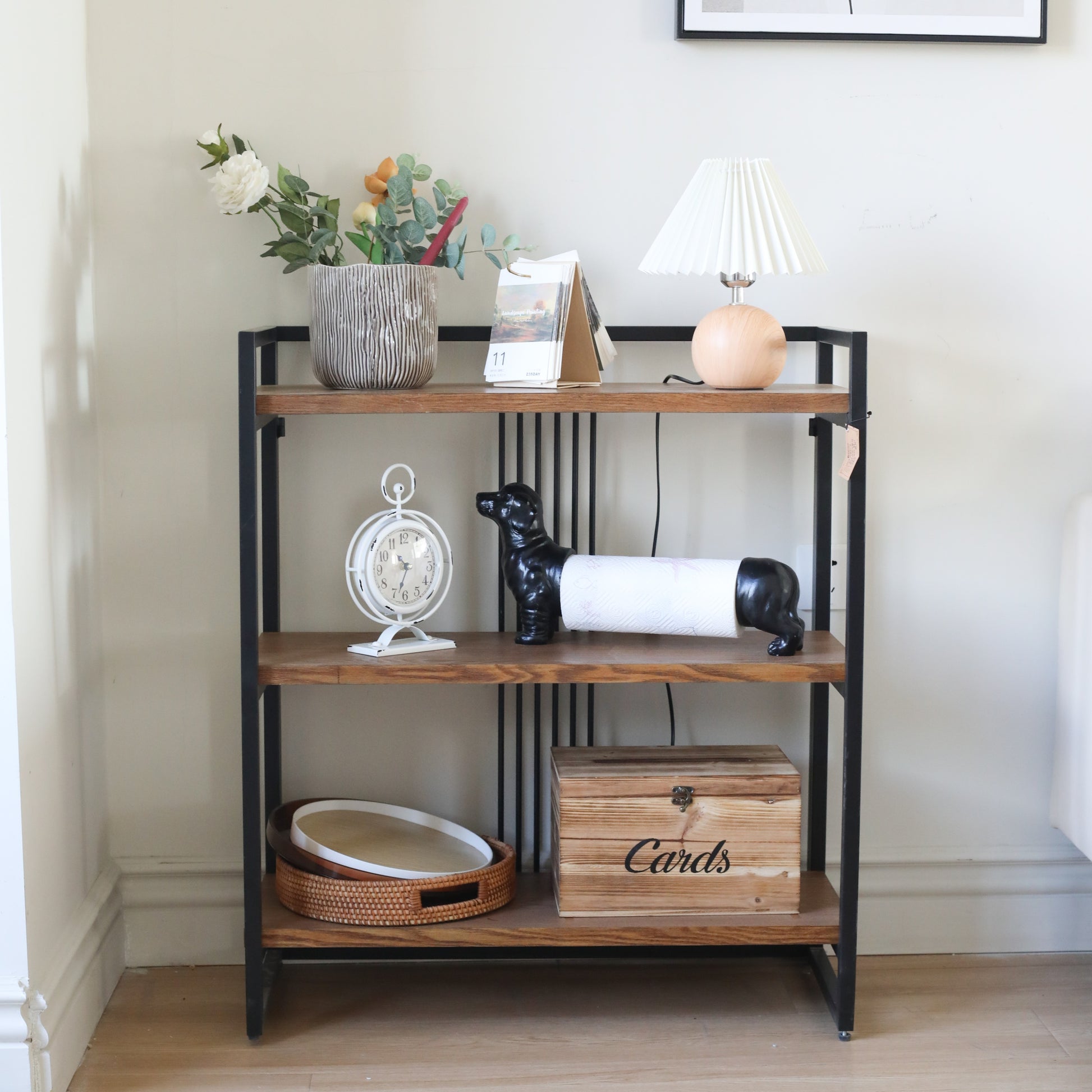 wood and metal indoor planter Indoor Plant Stand: Lauxel 3-Tier Metal and Wood Display