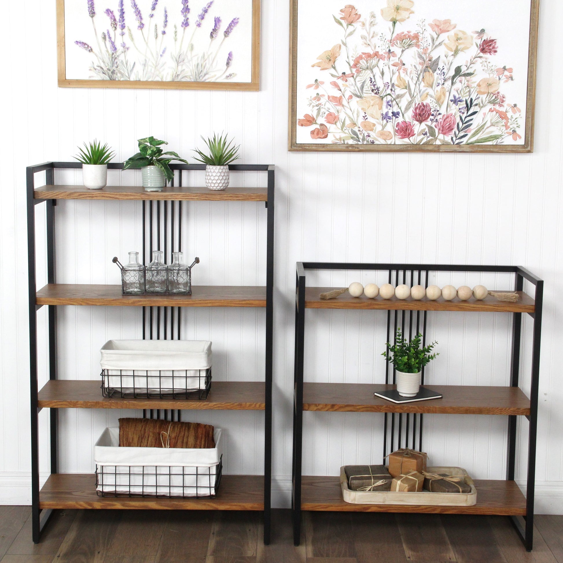 Lauxel 3 and 4 Tier Metal Framed Wood Shelf - Indoor Plant Stand