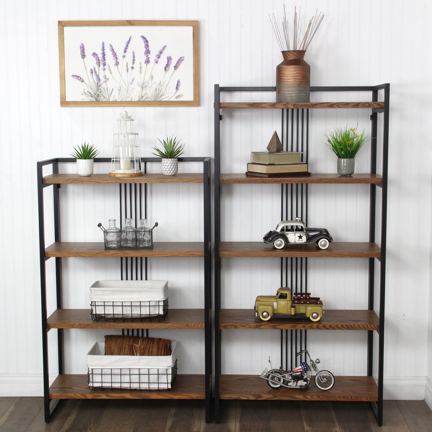 Lauxel 4 Tier Metal Framed Wood Shelf