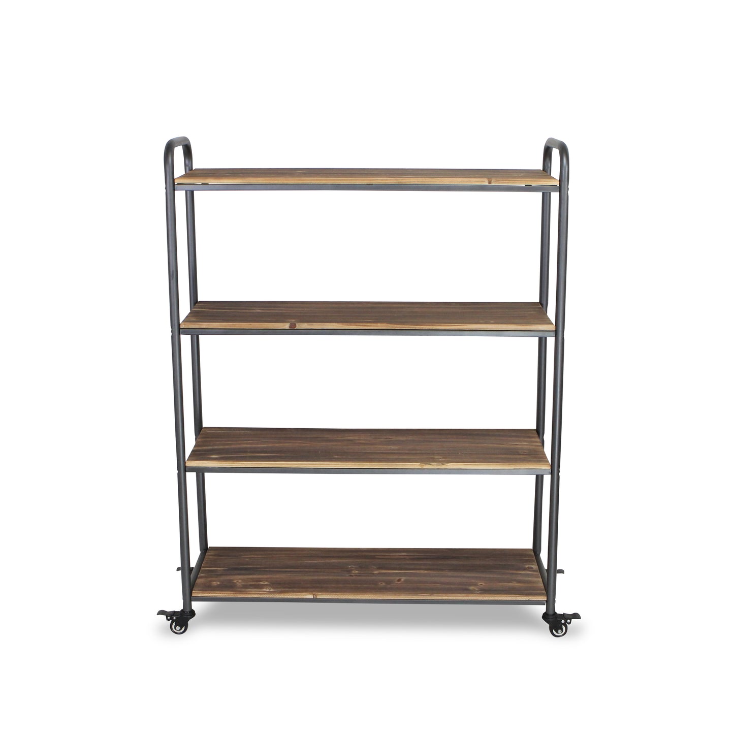 Moxie 4 Tier Wood & Metal Wheeled Display Shelf