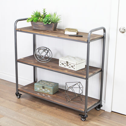 Lysan Tiered Wood Top Metal Frame Cart