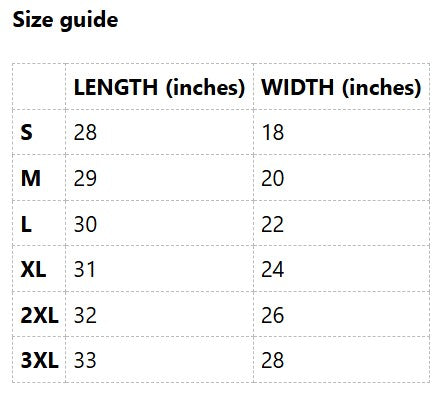 Plant shirt size chart