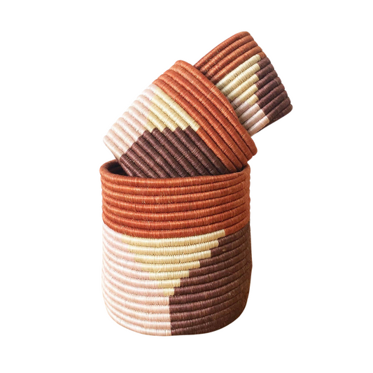 stacked Gishamvu Handmade woven planter basket