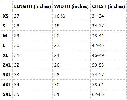 T-Shirt Size Chart